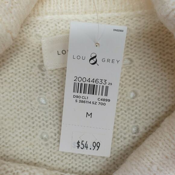 Lou & Grey Loft Cream Pullover Funnel Neck Wool Alpaca Blend Knit Sweater M - Picture 10 of 11